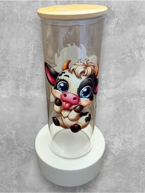 Highland cow glass cup